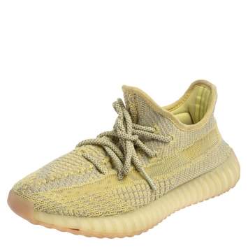 Pre Owned Yeezy x Adidas Yellow Cotton Knit Boost 350 V2 Marsh Sneakers Size 38 2/3