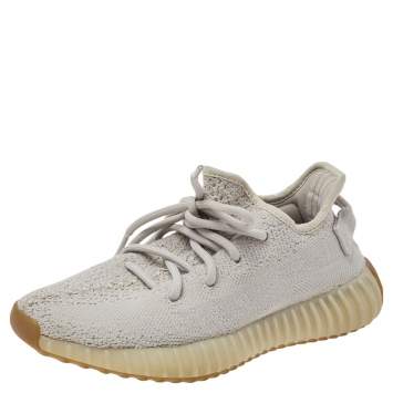 مملوكة مسبقًا Yeezy x adidas Grey Knit Fabric Boost 350 V2 Sesame Sneakers Size 36