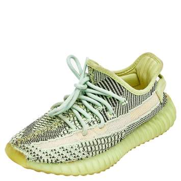 Pre Owned Yeezy x adidas Green Knit Fabric Boost 350 V2  Yeezreel Low Top Sneakers Size 37 1/3
