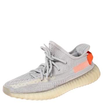 Pre Owned Yeezy x adidas Grey Knit Fabric Boost 350 V2 Tail Light Sneakers Size 39 1/3