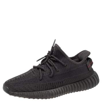 Pre Owned Yeezy x adidas Black Knit Fabric Boost 350 V2 Low Top Sneakers Size 40