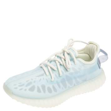 Pre Owned Yeezy x Adidas Blue Mesh Boost 350 V2 Mono Ice Low Top Sneakers Size 37.5