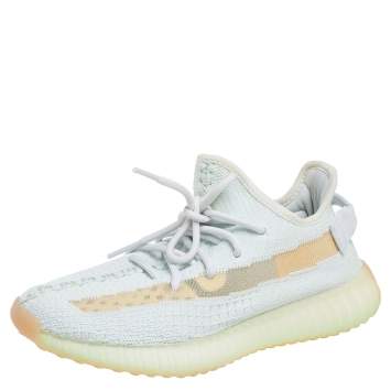 Pre Owned Yeezy x Adidas Mint Green Cotton Knit 350 V2 Hyperspace Sneakers Size 38