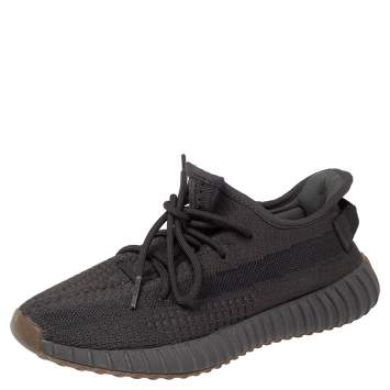 Pre Owned Yeezy x adidas Black Knit Fabric Boost 350 V2 Low Top Sneakers Size 40