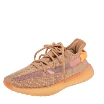 مملوكة مسبقًا Yeezy x Adidas Peach Knit Fabric Boost 350 V2 Clay Sneakers Size 40