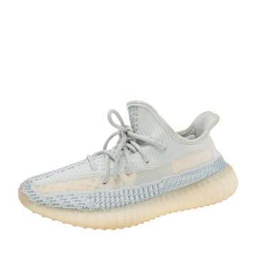 مملوكة مسبقًا Yeezy x Adidas Bluish-White Knit Fabric Boost 350 V2 Sneakers Size 40