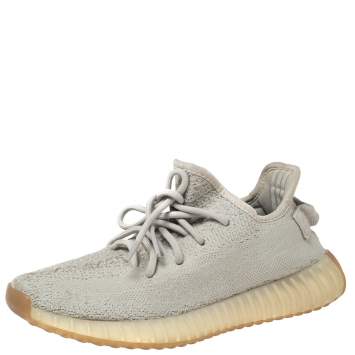 مملوكة مسبقًا Yeezy x Adidas Grey Knit Fabric Boost 350 V2 Sneakers Size 39 1/3