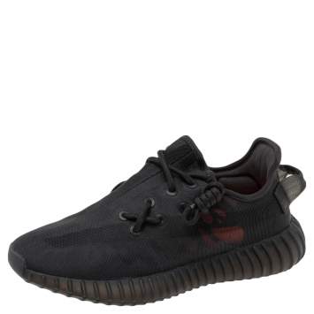 Pre Owned Yeezy x Adidas Black Net Boost 350 V2 Cinder Sneakers Size 37 1/3