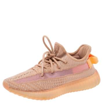 مملوكة مسبقًا Yeezy x Adidas Peach Knit Fabric Boost 350 V2 Clay Sneakers Size 37 2/3