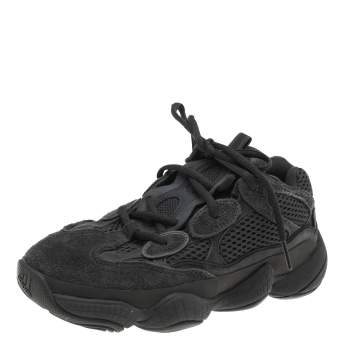 Pre Owned Yeezy x adidas Black Fabric And Suede Yeezy 500 Stone Low Top Sneakers Size 36