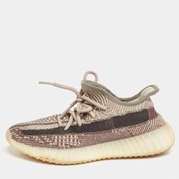 Pre Owned Adidas x Yeezy Brown/Cream Knit Fabric And Mesh  Boost 350 V2 Zyon Sneakers Size 36 2/3