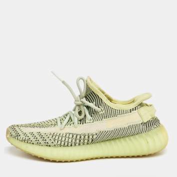 Pre Owned Yeezy x Adidas Green Knit Fabric  Boost 350 V2  Yeezreel (non reflective) Sneakers Size  38