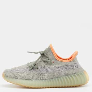 Pre Owned Yeezy x Adidas Pale Green/Grey Boost 350 V2 Desert Sage Low Top Sneakers Size 37 1/3