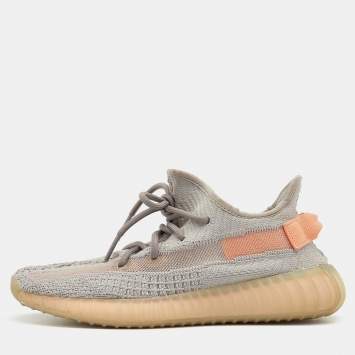 مملوكة مسبقًا Yeezy x Adidas Grey Knit Fabric Boost 350 V2 True Form Sneakers Size 39 1/3