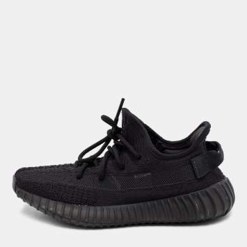 مملوكة مسبقًا Yeezy x Adidas Black Knit Fabric Boost 350 V2 Sneakers Size 39 1/3 