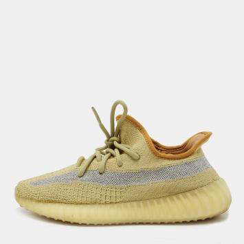 مملوكة مسبقًا Yeezy x Adidas Green Knit Fabric Boost 350 V2  Sneakers Size 38 2/3