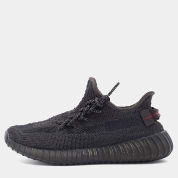 مملوكة مسبقًا Yeezy x Adidas Black Knit Fabric Boost 350 V2 Static Sneakers Size 37 1/3