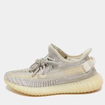 مملوكة مسبقًا Yeezy x Adidas Grey/White Knit Fabric Boost 350 V2 Static Sneakers Size 39 1/3