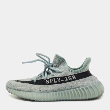 Pre Owned Yeezy x Adidas Light Green Knit Fabric Boost 350 V2 Jade Ash Sneakers Size 38