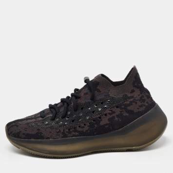 مملوكة مسبقًا Yeezy x Adidas Black/Brown Knit Fabric Boost 380 Onyx Sneakers Size 39 1/3