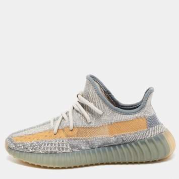 Pre Owned Yeezy x Adidas Grey Knit Fabric Boost 350 V2 Israfil Sneakers Size 39 1/3