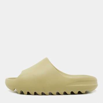 Pre Owned Yeezy x Adidas Green Rubber Resin Slides Size 37