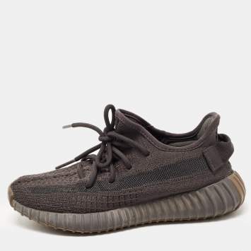 Pre Owned Yeezy x adidas Black Knit Fabric Boost 350 V2 Cinder Sneakers Size 36 2/3