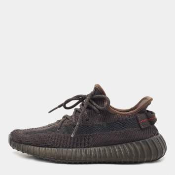 Pre Owned Yeezy x Adidas Black Knit Fabric Boost 350 V2 Black (Non Reflective) Sneakers Size 38