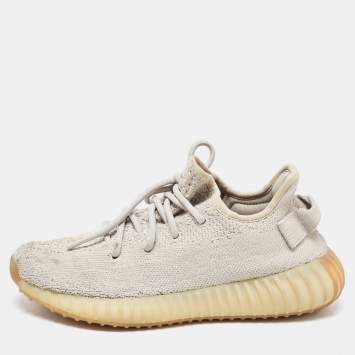 مملوكة مسبقًا Yeezy x Adidas Grey Knit Fabric Boost 350 V2 Sneakers Size 38