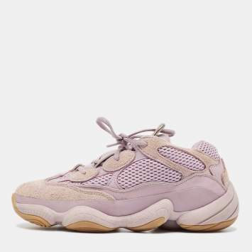 Pre Owned Adidas x Yeezy Purple Mesh and Suede Boost Yeezy 500 Soft vision Sneakers Size 39.5