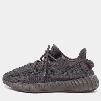 Pre Owned Yeezy x Adidas Black Knit Fabric Boost 350 V2 Static Sneakers Size 36 2/3