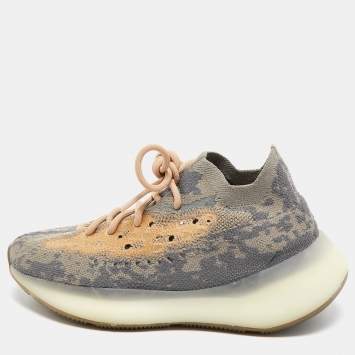 Pre Owned Yeezy x Adidas Grey/Beige Knit Fabric Boost 380 Mist Sneakers Size 38