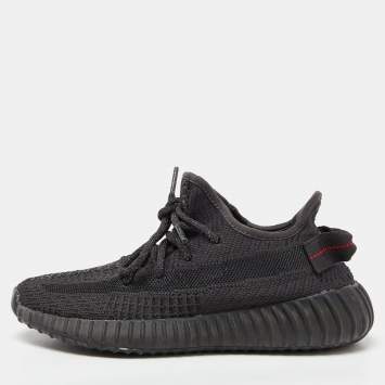 مملوكة مسبقًا Yeezy x Adidas Black Knit Fabric Boost 350 V2 Black (Non Reflective) Sneakers Size 38