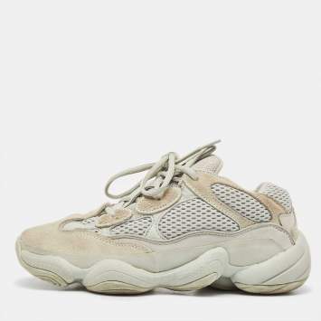 Pre Owned Yeezy x Adidas Grey Suede and Fabric Yeezy 500 salt Sneakers Size 38