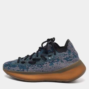 Pre Owned Yeezy x Adidas Blue Knit Fabric Boost 380 Covellite Sneakers Size 39.5