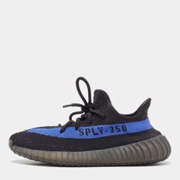 Pre Owned Yeezy x Adidas Black/Blue Knit Fabric Boost 350 V2 Dazzling Blue Sneakers Size 38 2/3