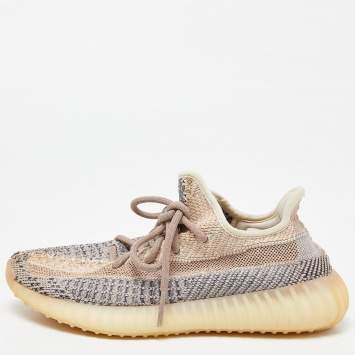 Pre Owned Yeezy x Adidas Multicolor Knit Fabric Boost 350 V2 Ash Pearl Sneakers Size 37 1/3