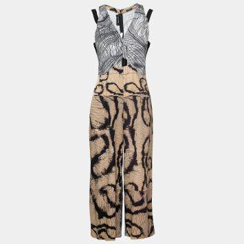 Pre Owned Yigal Azrouel Multicolor Abstract Print Strappy Cropped Jumpsuit M