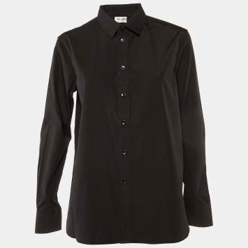 Pre Owned  Saint Laurent Paris Black Cotton Button Front Shirt L