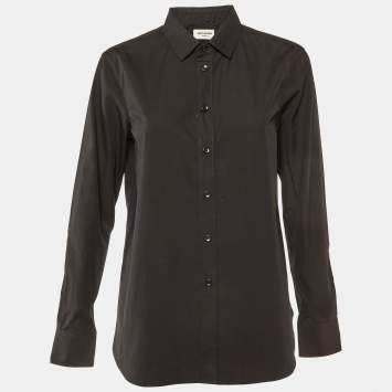 Saint Laurent Paris Black Cotton Button Front Shirt M