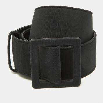 Pre Owned Yves Saint Laurent Black Fabric Waist Belt 90CM
