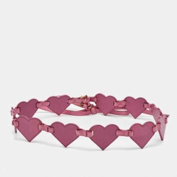 Pre Owned Yves Saint Laurent Pink Heart Chain Belt 100CM