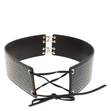 Pre Owned Yves Saint Laurent Black Patent Leather Waist Belt M