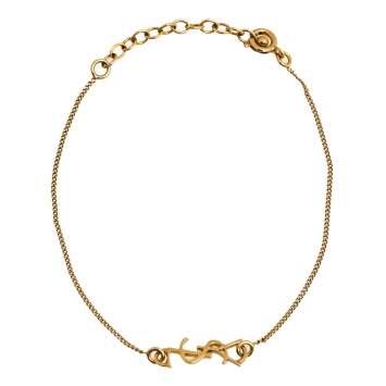 Pre Owned Yves Saint Laurent Paris Gold Tone Monogram Charm Bracelet