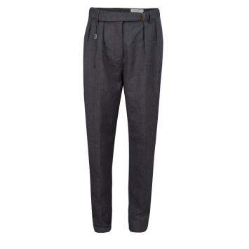 Pre Owned Yves Saint Laurent Paris Grey Wool High Waist Belted Pants M
