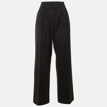 Pre Owned بنطلون إيف سان لوران ريف غوش صوف أسود بقصة ساق مستقيمة مقاس صغير (سمول)