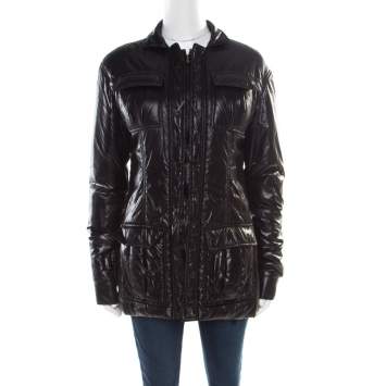 Pre Owned Yves Saint Laurent Paris Black Zip Front Windcheater Jacket M