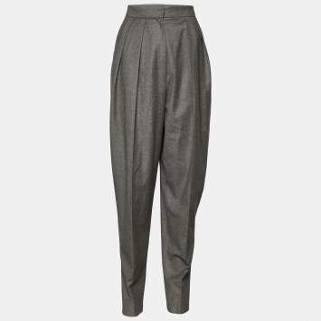 Pre Owned Yves Saint Laurent Grey Wool & Cashmere Pleated Pants L Waist 31.5"