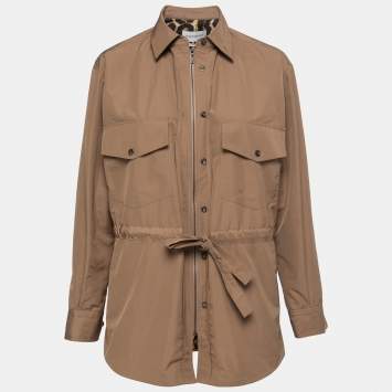 Pre Owned Yves Saint Laurent Brown Zip-Up Shirt Jacket M