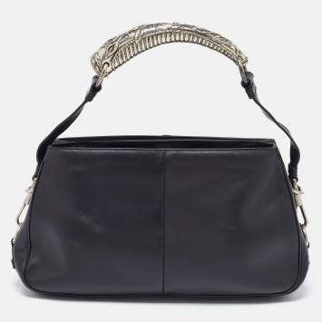 Pre Owned Yves Saint Laurent Black Leather Mombasa Hob Shoulder Bag
